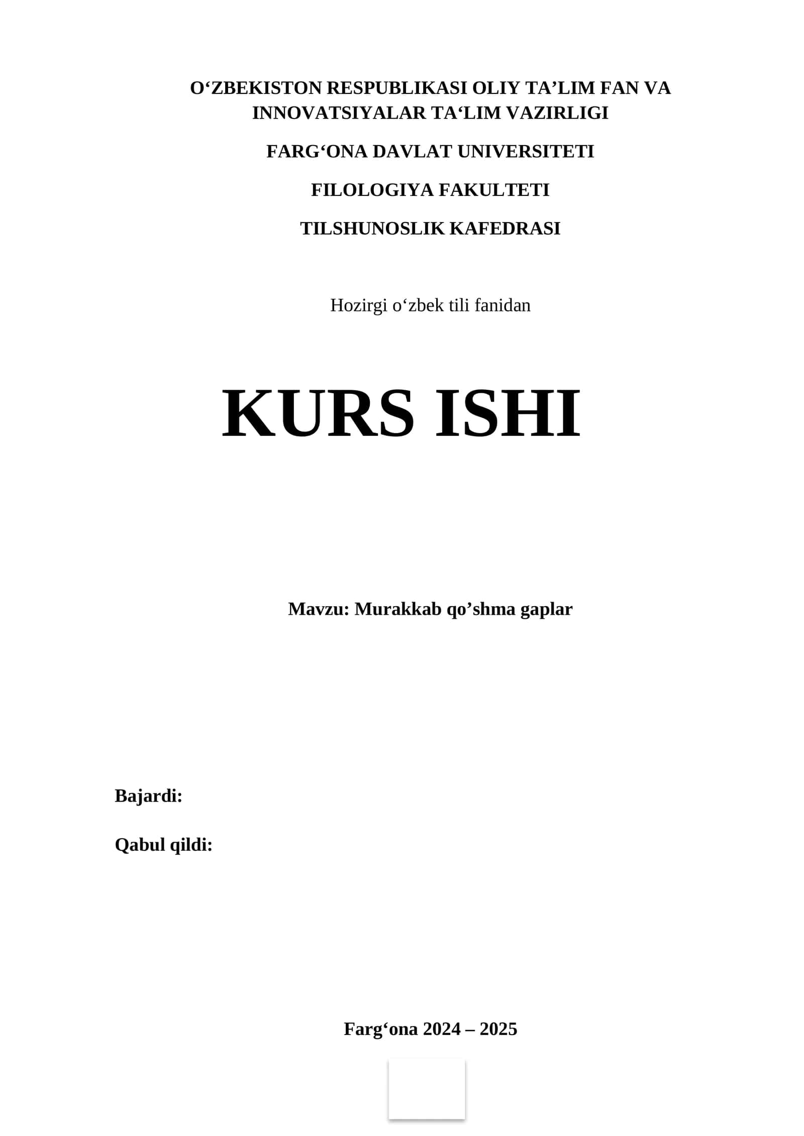 Kurs Ishi: Murakkab qo'shma gaplar