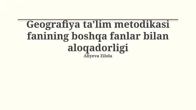 Geografiya ta'lim metodikasi