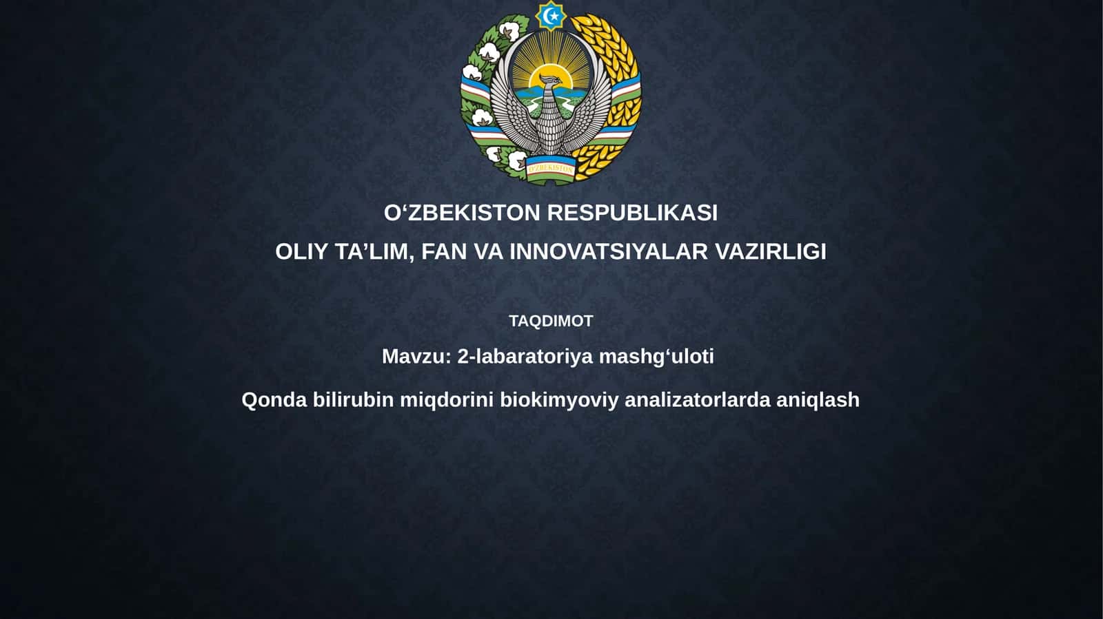 Qondibilirubin miqdori biokimyoviy analizatorlarda aniqlash