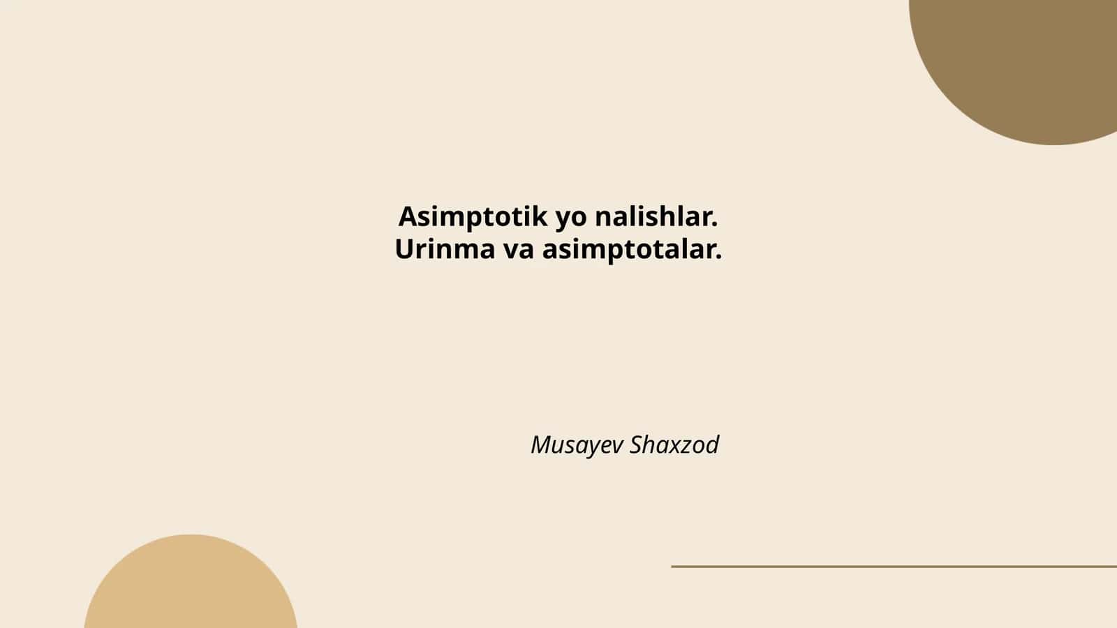 Asimptotik yo nalishlar