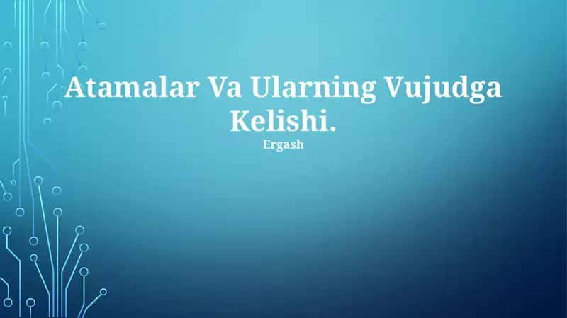 Atamalar Va Ularning Vujudga Kelishi