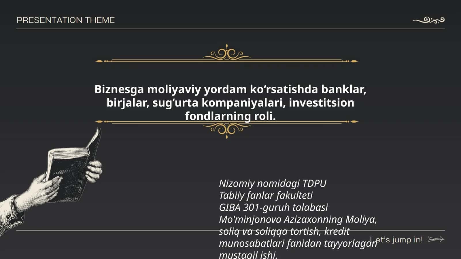 Moliya, soliq va soliqqa tortish, kredit munosabatlari fanidan tayyorlagan mustaqil ishi