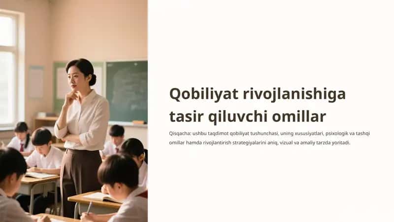Qobiliyat rivojlanishiga tasir qiluvchi omillar