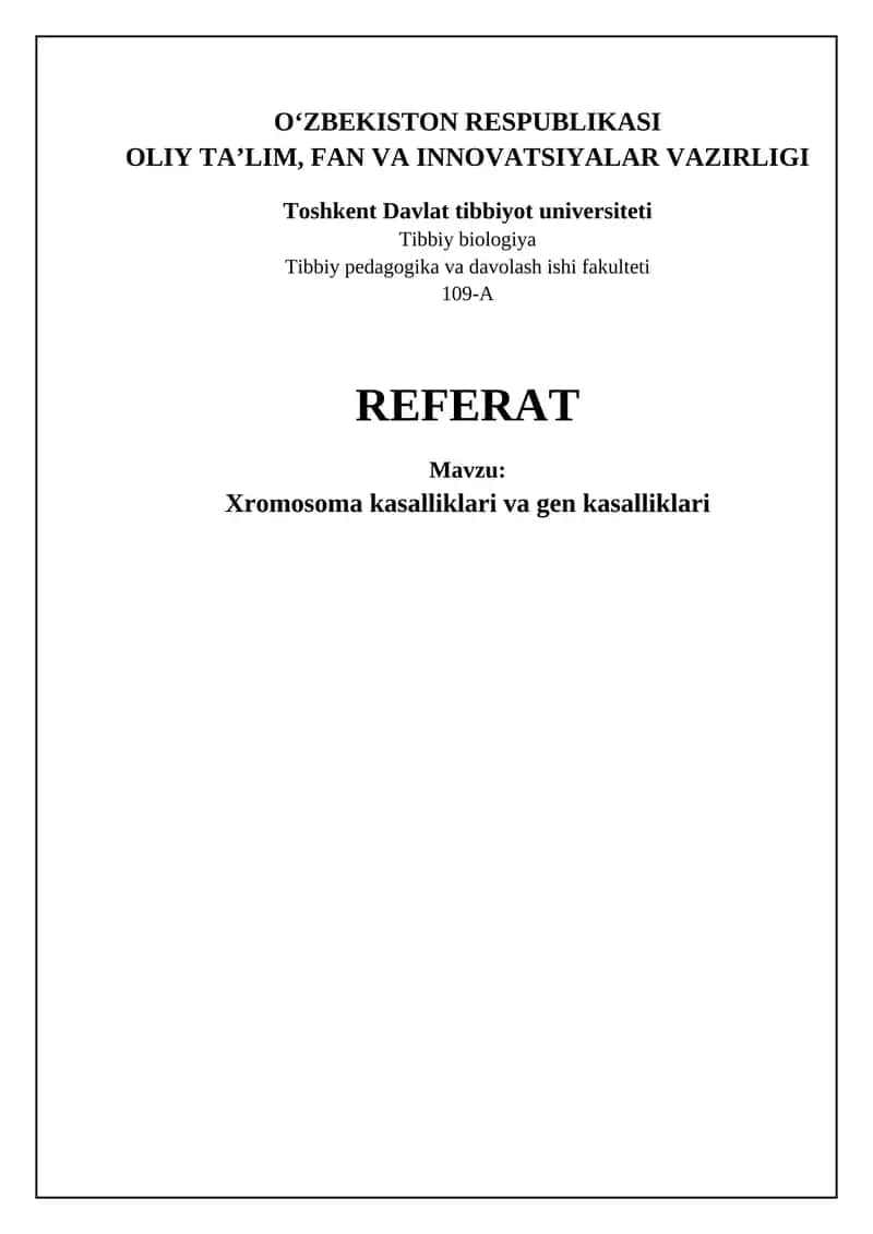 Xromosom va genetik kasalliklar