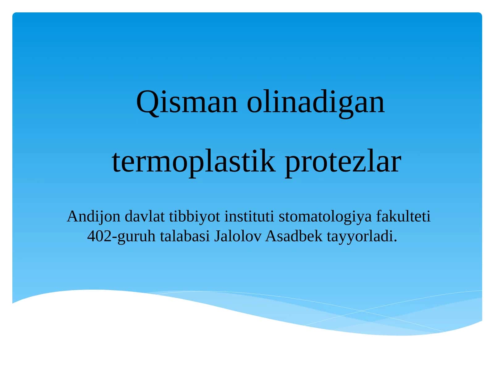 Qisman olinadigan termoplastik protezlar