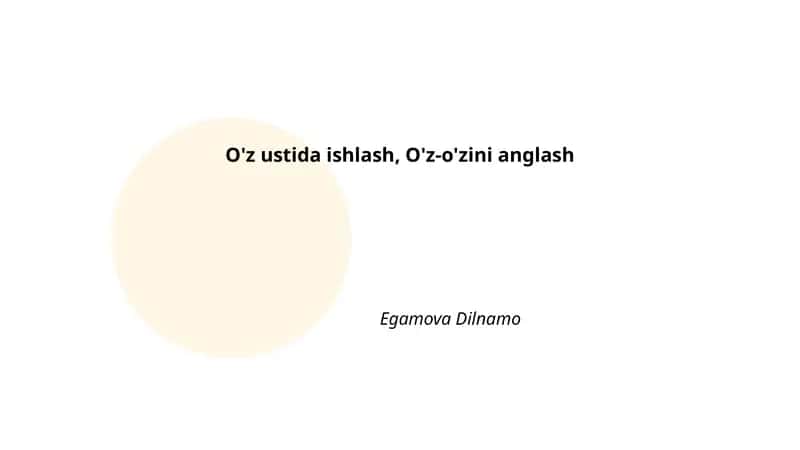 O'z ustida ishlash, O'z-o'zini anglash