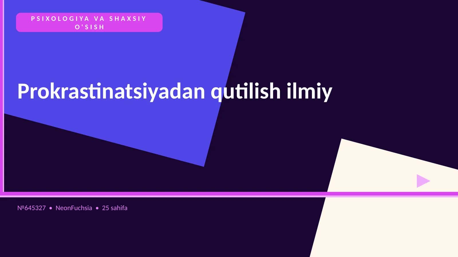 Prokrastinatsiyadan qutilish ilmiy