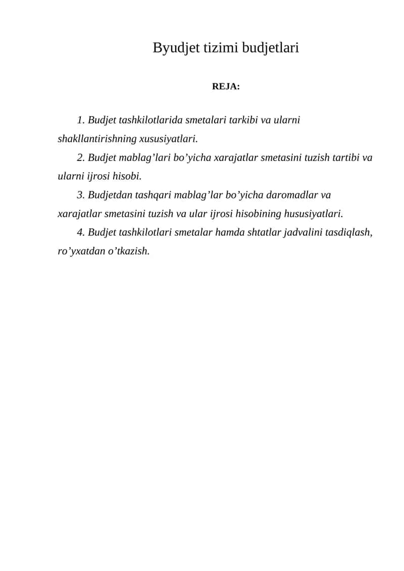 Budjet tizimi budjetlari