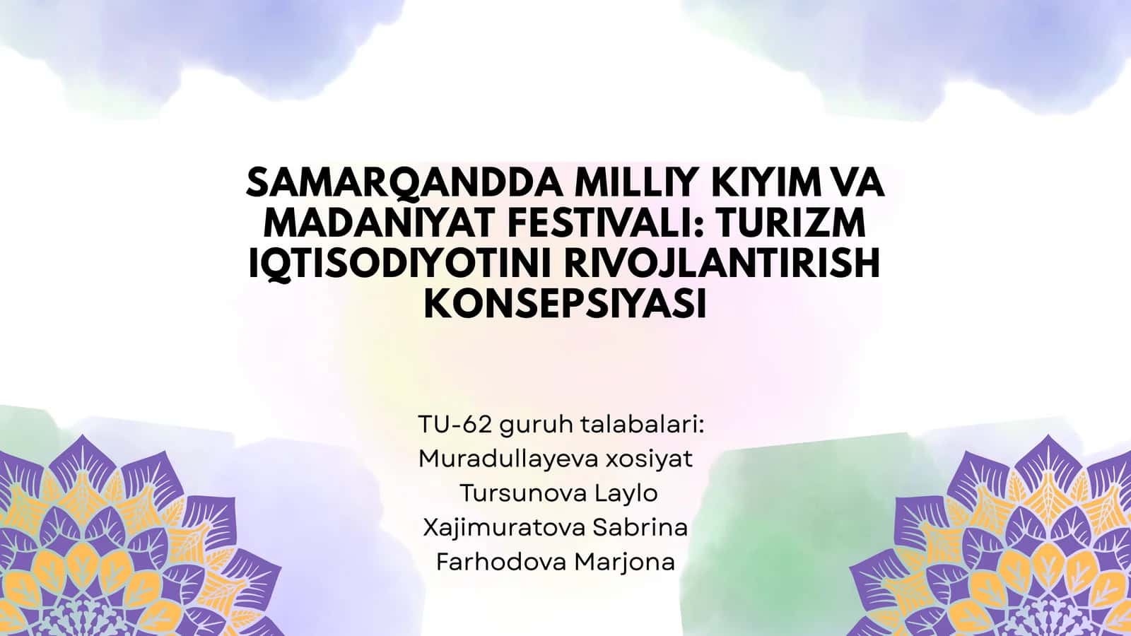 SAMARQANDDA MILLIY KIYIM VA MADANIYAT FESTIVALI: TURIZM IQTISODIYOTINI RIVOJLANTIRISH KONSEPSIYASI