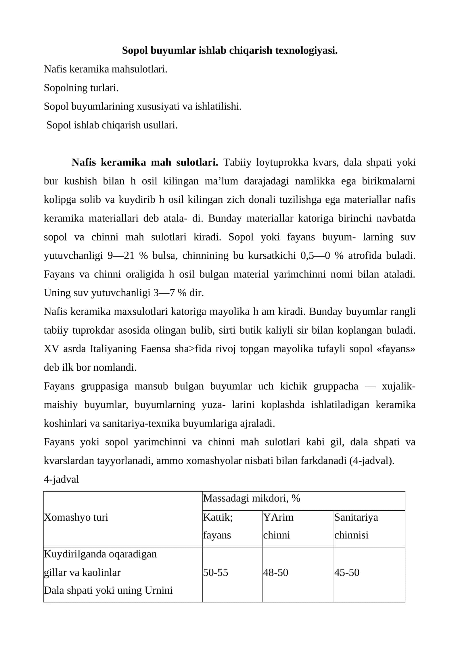 Nafis keramika mahsulotlari