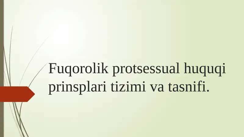 Fuqorolik protsessual huquqining prinsiplari tushunchasi va tasnifi