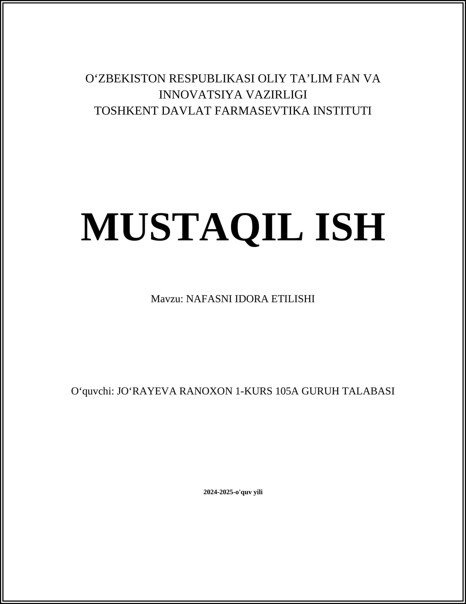 Nafasni Idora Etish