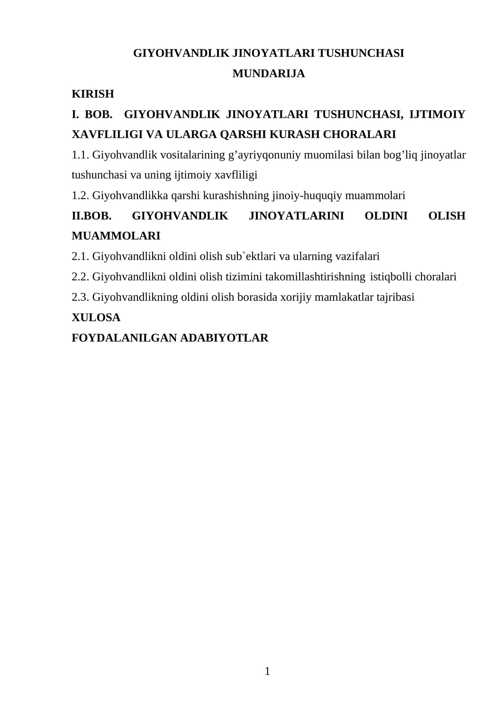 GIYOHVANDLIK JINOYATLARI TUSHUNCHASI