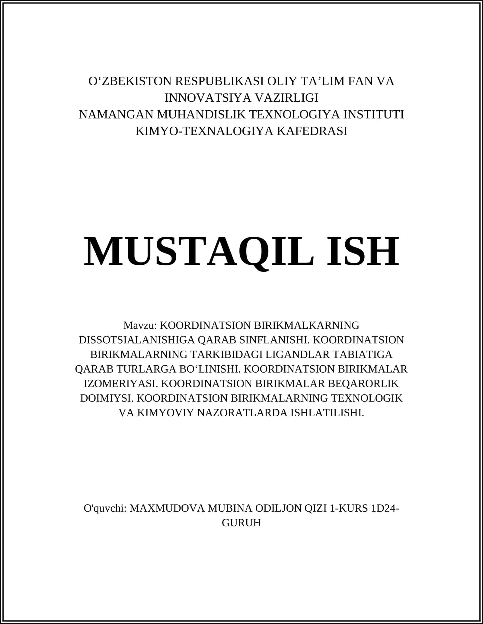 NAMANGAN MUHANDISLIK TEXNOLOGIYA INSTITUTI
