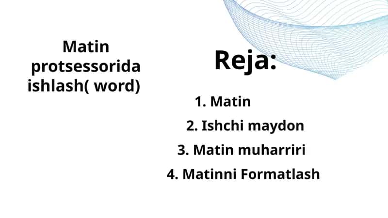 Matin protsessorida ishlash( word)