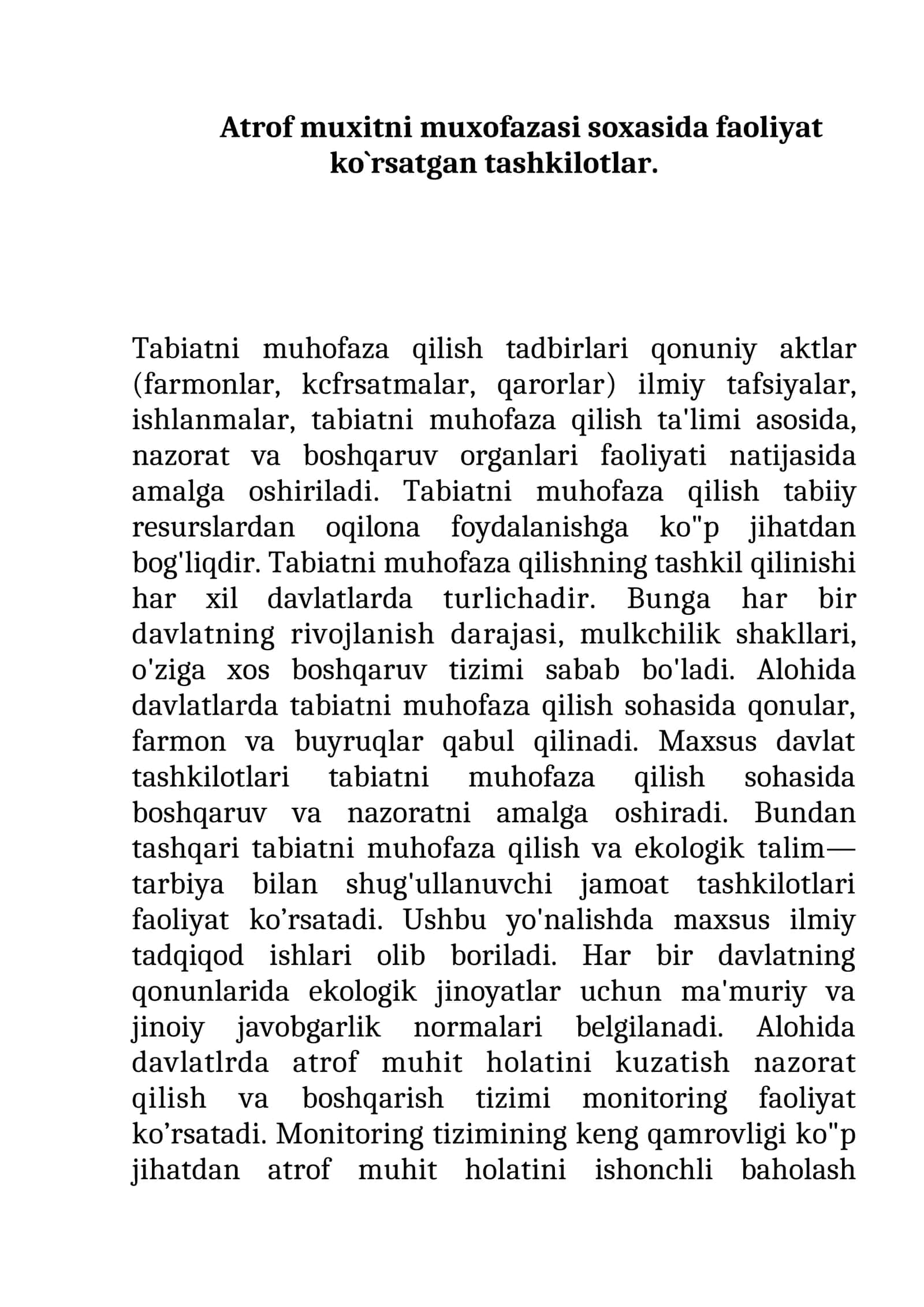 Tabiatni muhofaza qilish