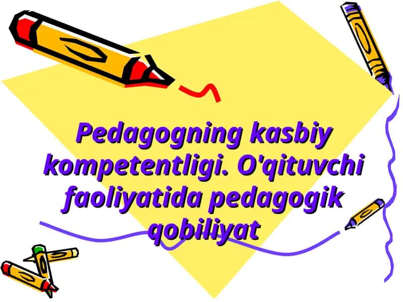 Pedagogning kasbiy kompetentligi. O'qituvchi faoliyatida pedagogik qobiliyat