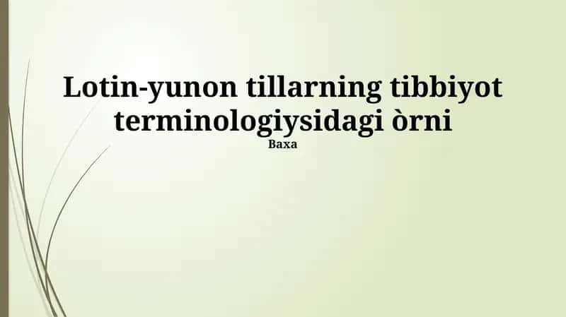 Tibbiy terminologiyaning xalqaroligi