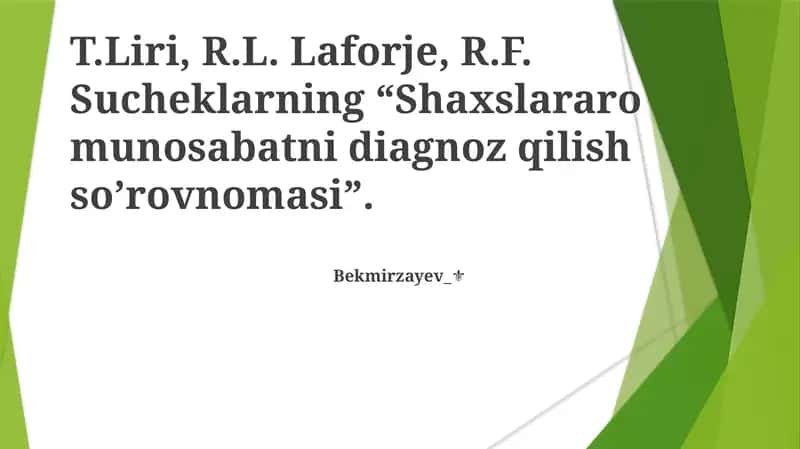 Shaxslararo munosabatni diagnoz qilish so’rovnomasi