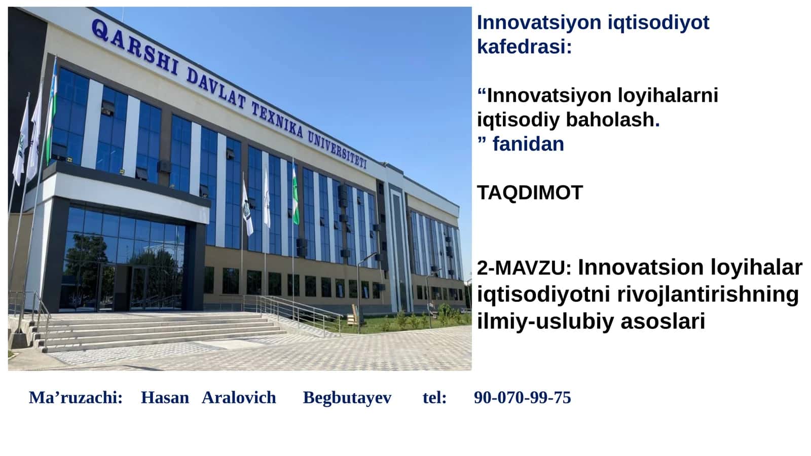 Innovatsion loyihalar ni iqtisodiy baholash
