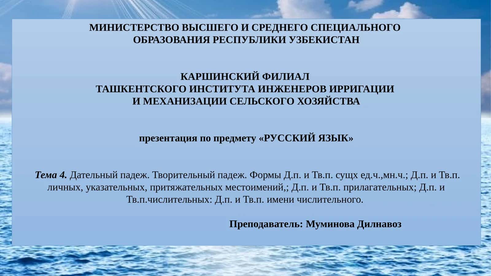 Презентация по предмету «Русский язык»