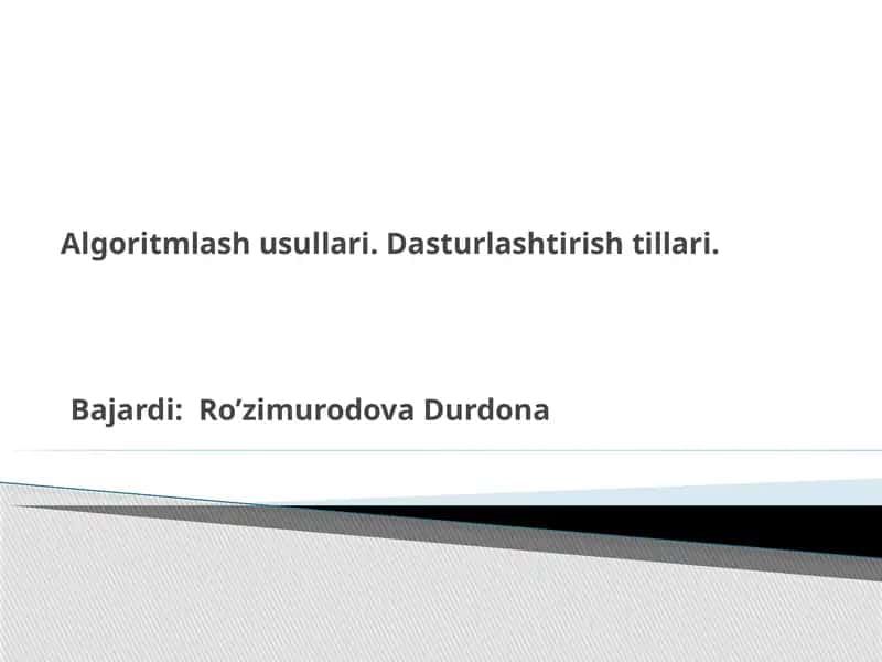 Algoritmlash usullari