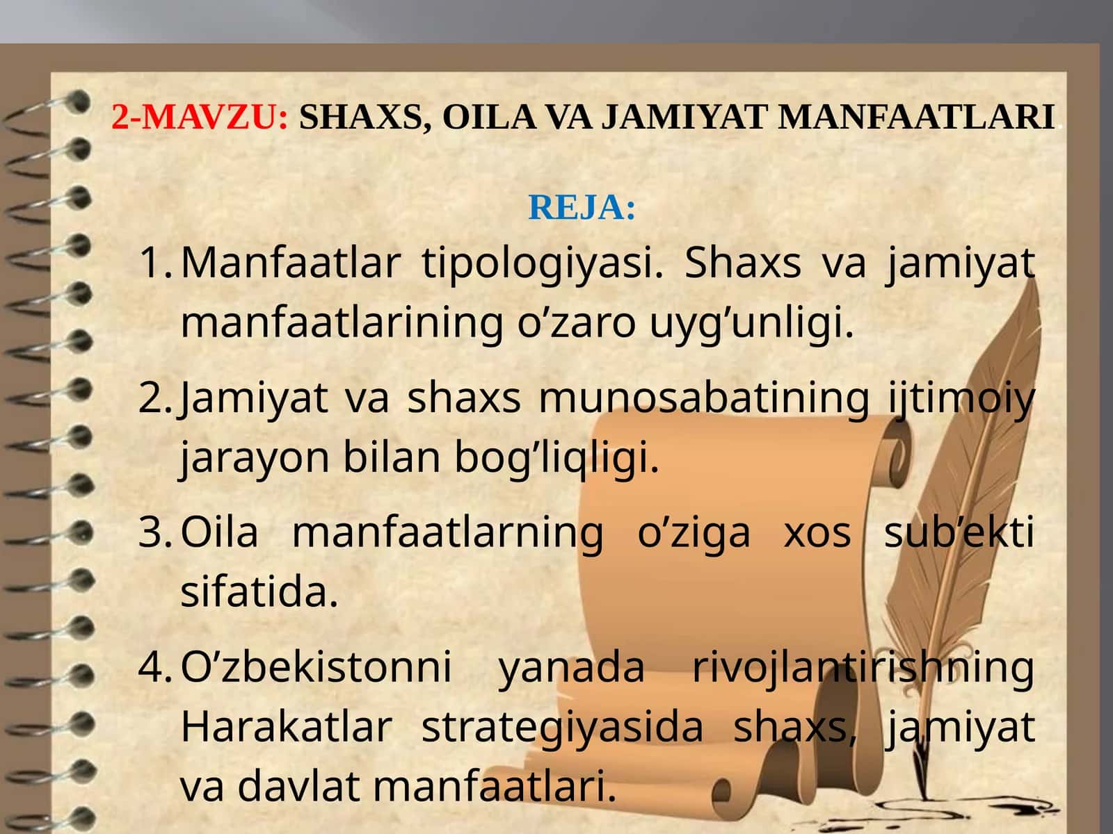 SHAXS, OILA VA JAMIYAT MANFAATLARI