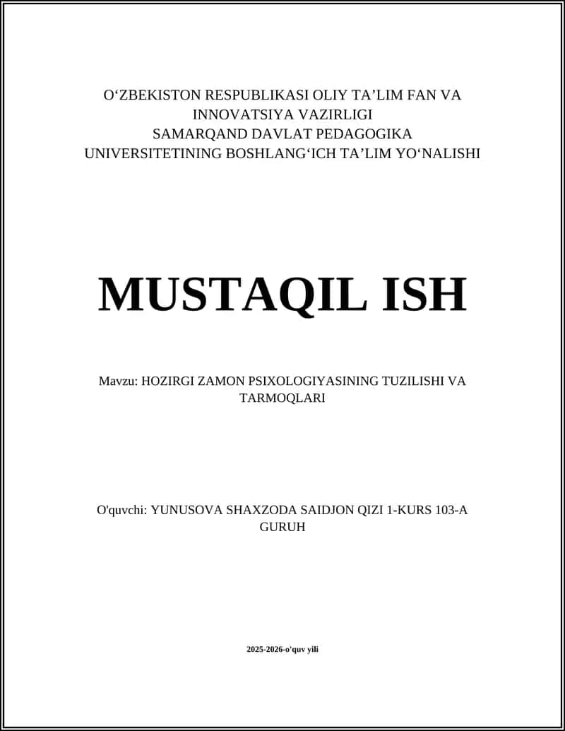 Nazariy Psixologiya va Tuzilishi
