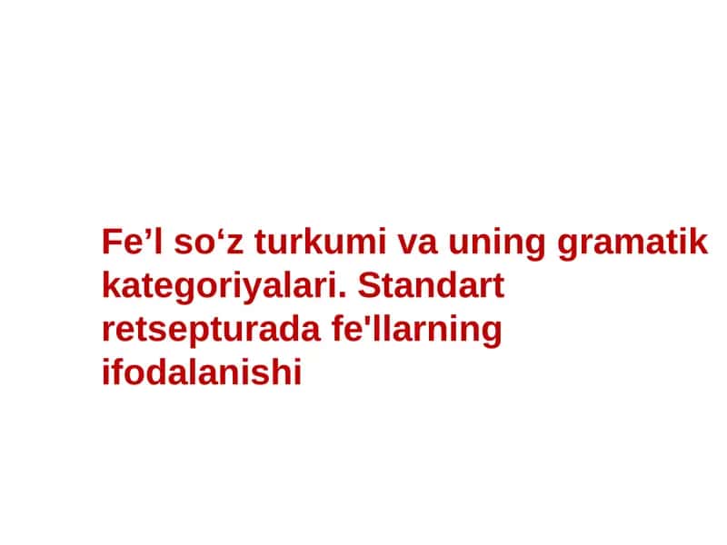 Fe'l soʻz turkumi