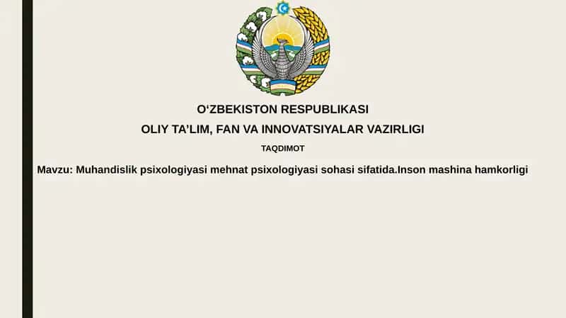 Muhandislik Psixologiyasi va Mehnat Psixologiyasi
