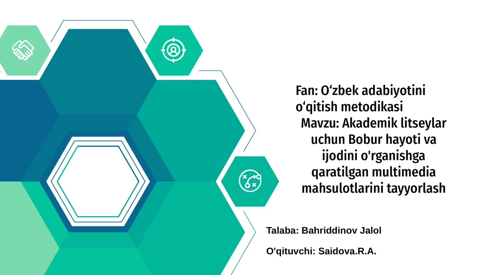 Fan: O‘zbek adabiyotini o‘qitish metodikasi