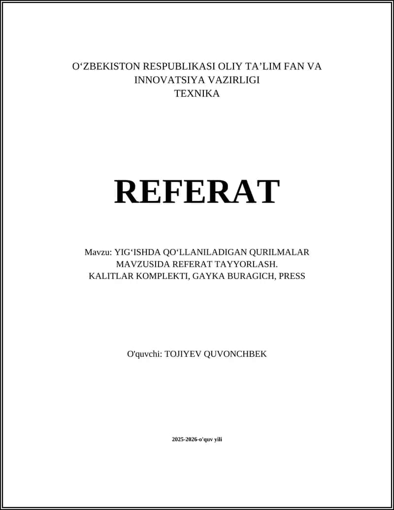 REFERAT TAYYORLASH