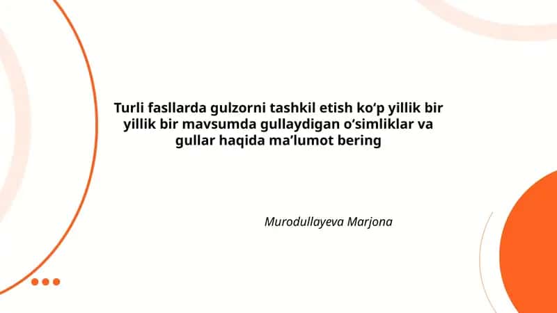 Turli fasllarda gulzor tashkili