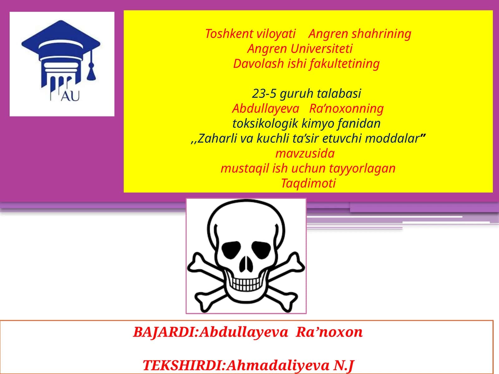 Zaharlar va ularning toksikologiyasi