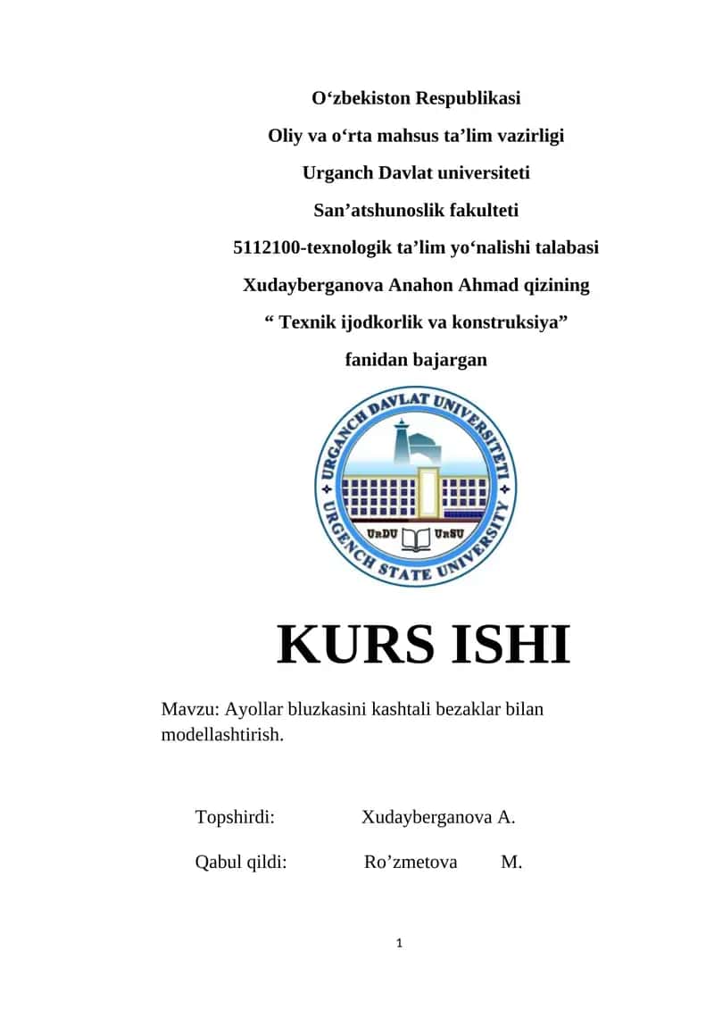 Ayollar bluzkasini kashtali bezaklar bilan modellashtirish
