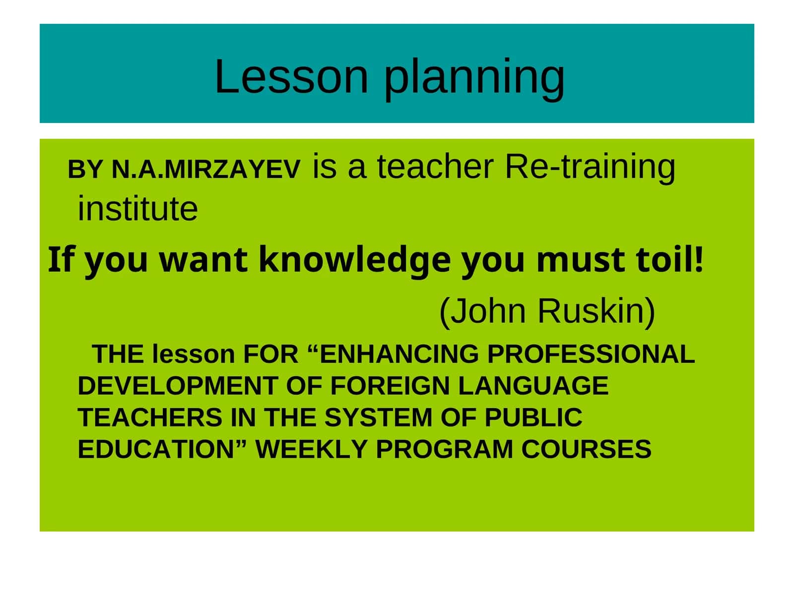 Lesson planning