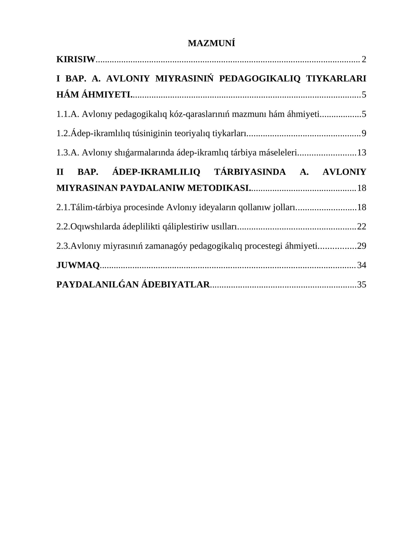 A. AVLONIY MIYRASINIŃ PEDAGOGIKALIQ TIYKARLARI HÁM ÁHMIYETI
