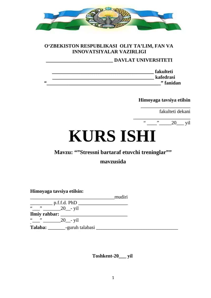 Stressni bartaraf etuvchi treninglar