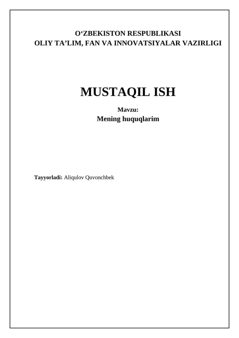 Mening Huquqlarim