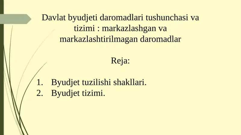 Davlat byudjeti daromadlari tushunchasi va tizimi