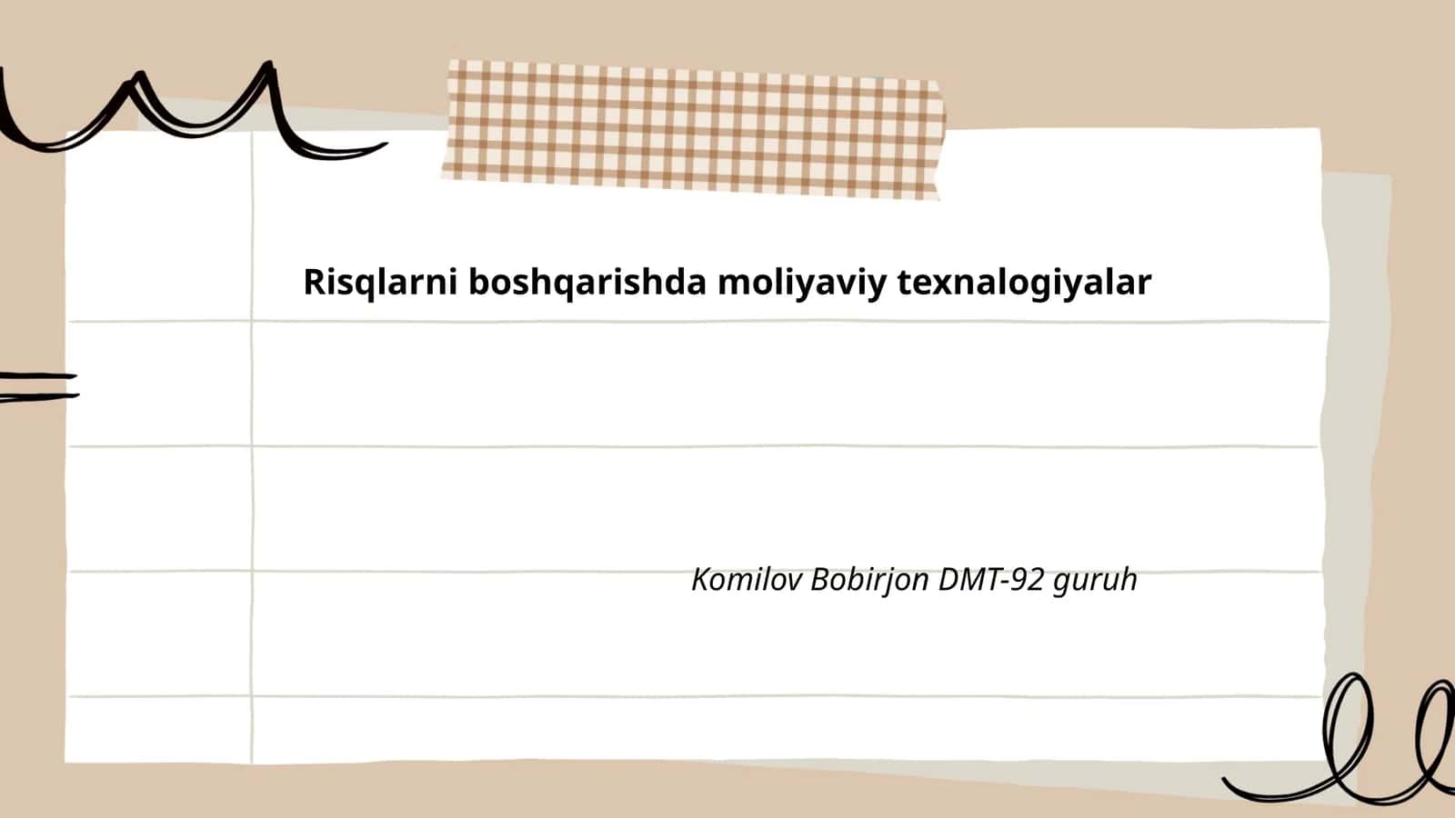 Moliyaviy texnologiyalar va xavflarni boshqarish