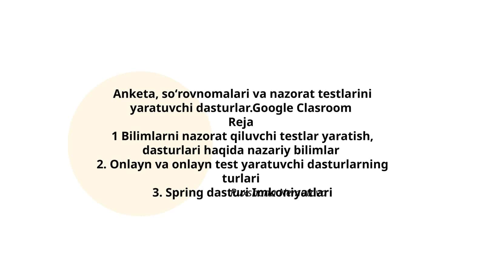 Spring dasturi Imkoniyatlari