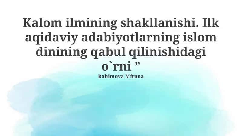 Ilm shakllanishi