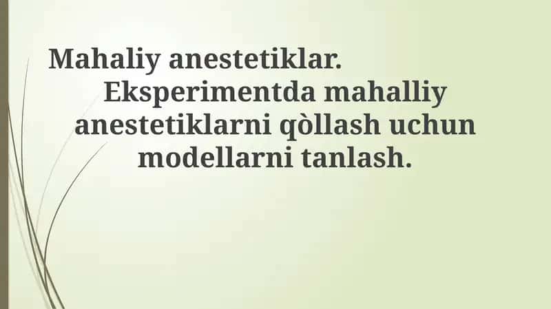 Mahalliy og'riqsizlantiruvchi vositalar