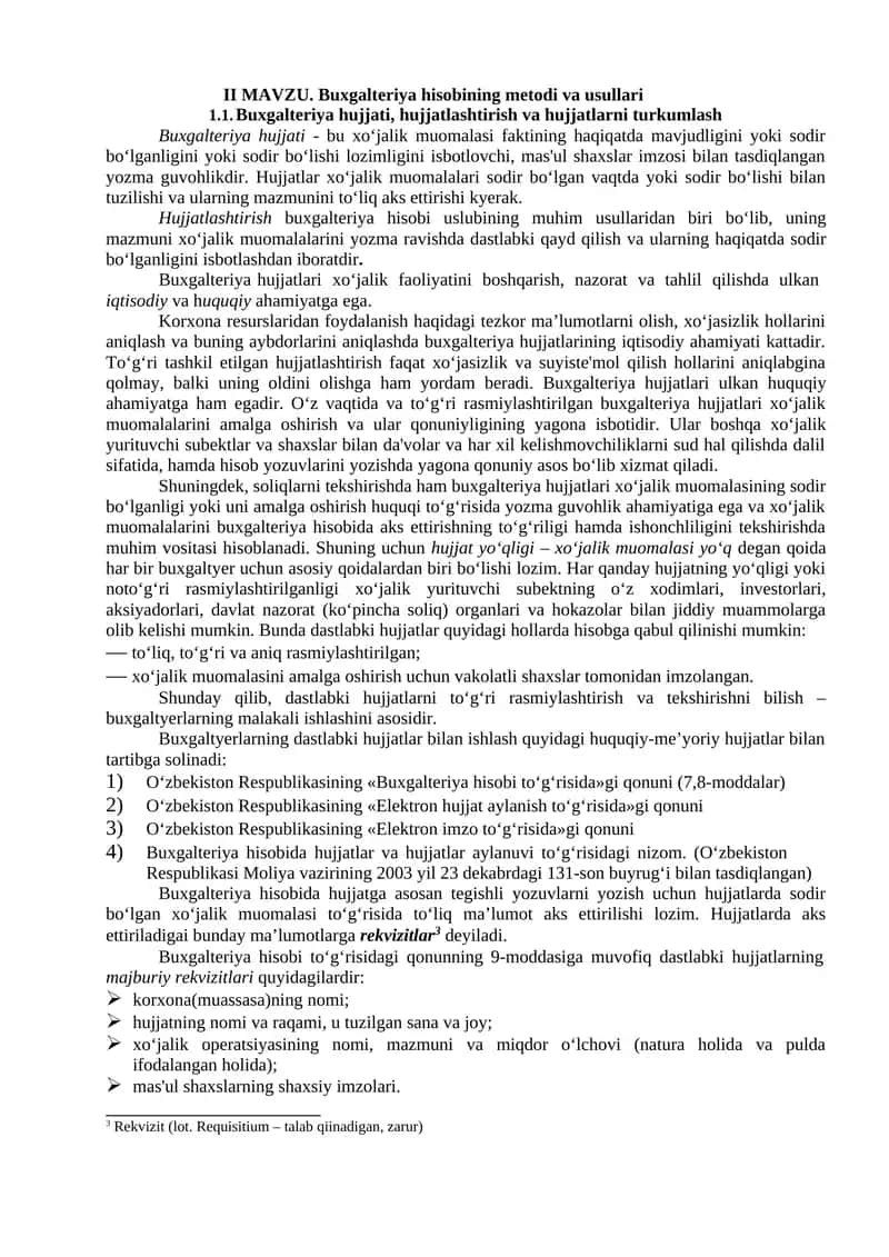 Buxgalteriya hisobining metodi va usullari