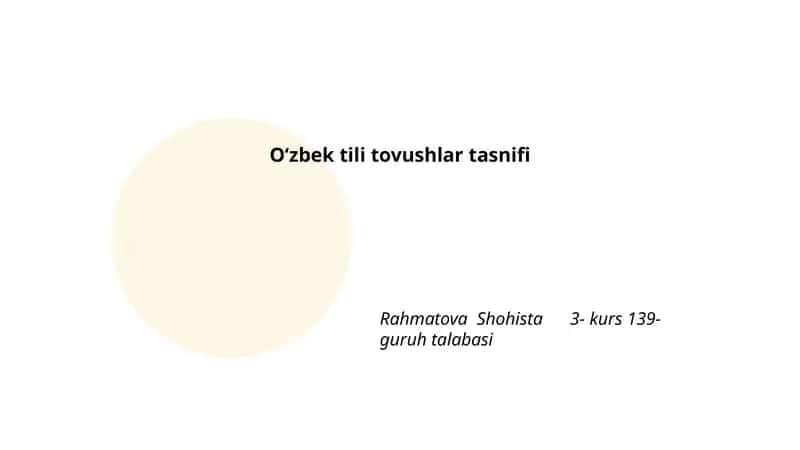 O‘zbek tili tovushlar tasnifi