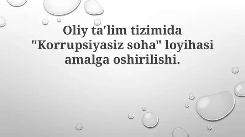 Korrupsiyasiz soha loyihasi