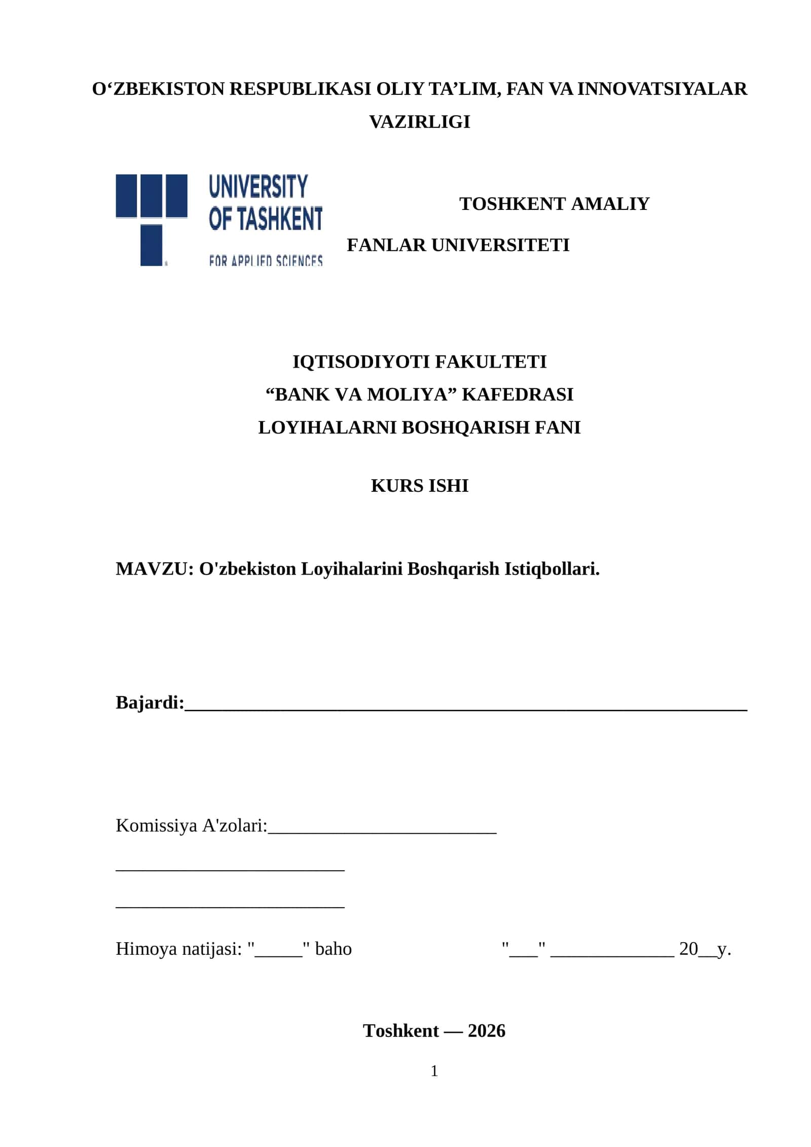 O'zbekiston Loyihalarini Boshqarish Istiqbollari