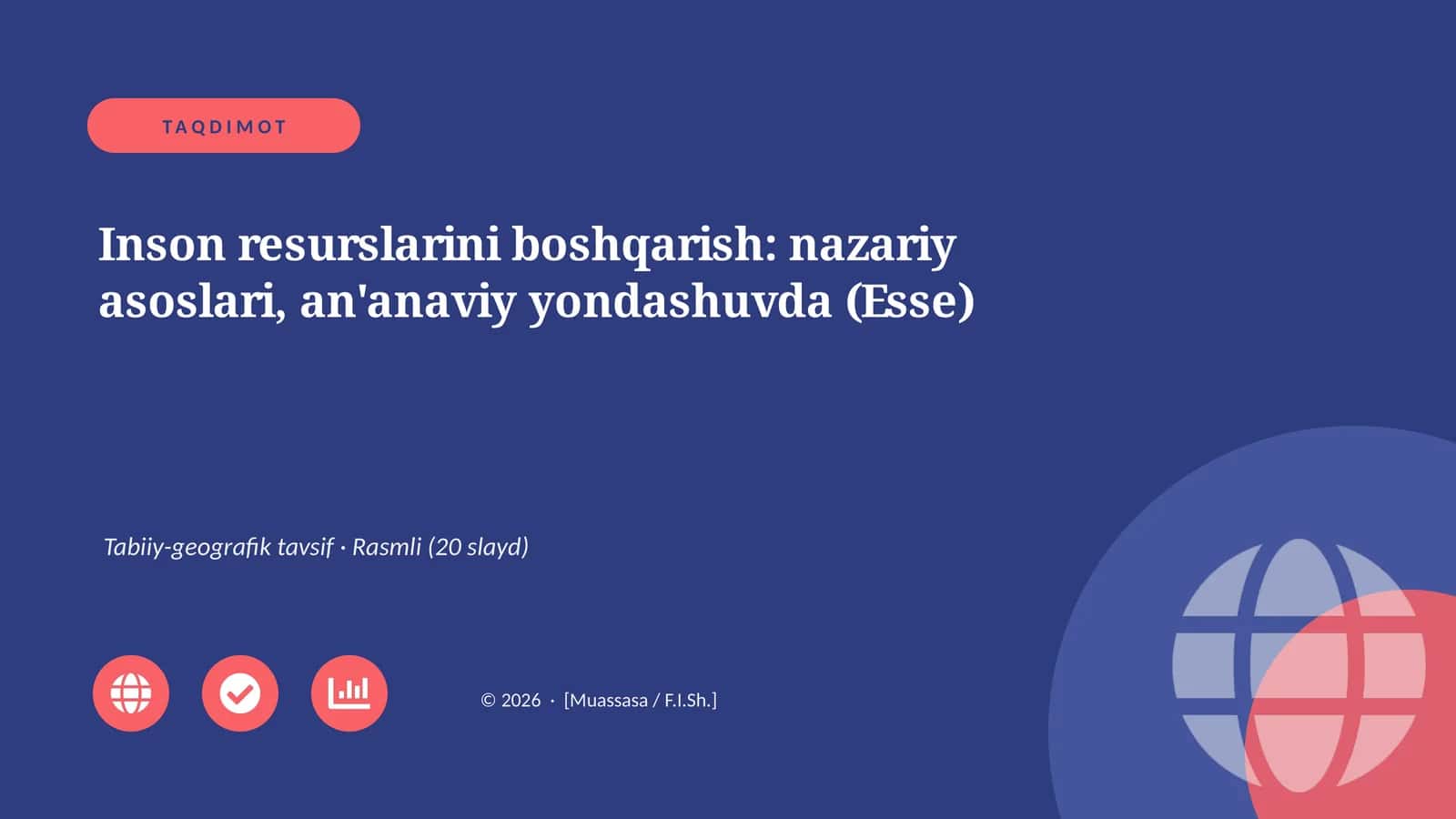 Inson resurslarini boshqarish: nazariy asoslari, an'anaviy yondashuvda (Esse)