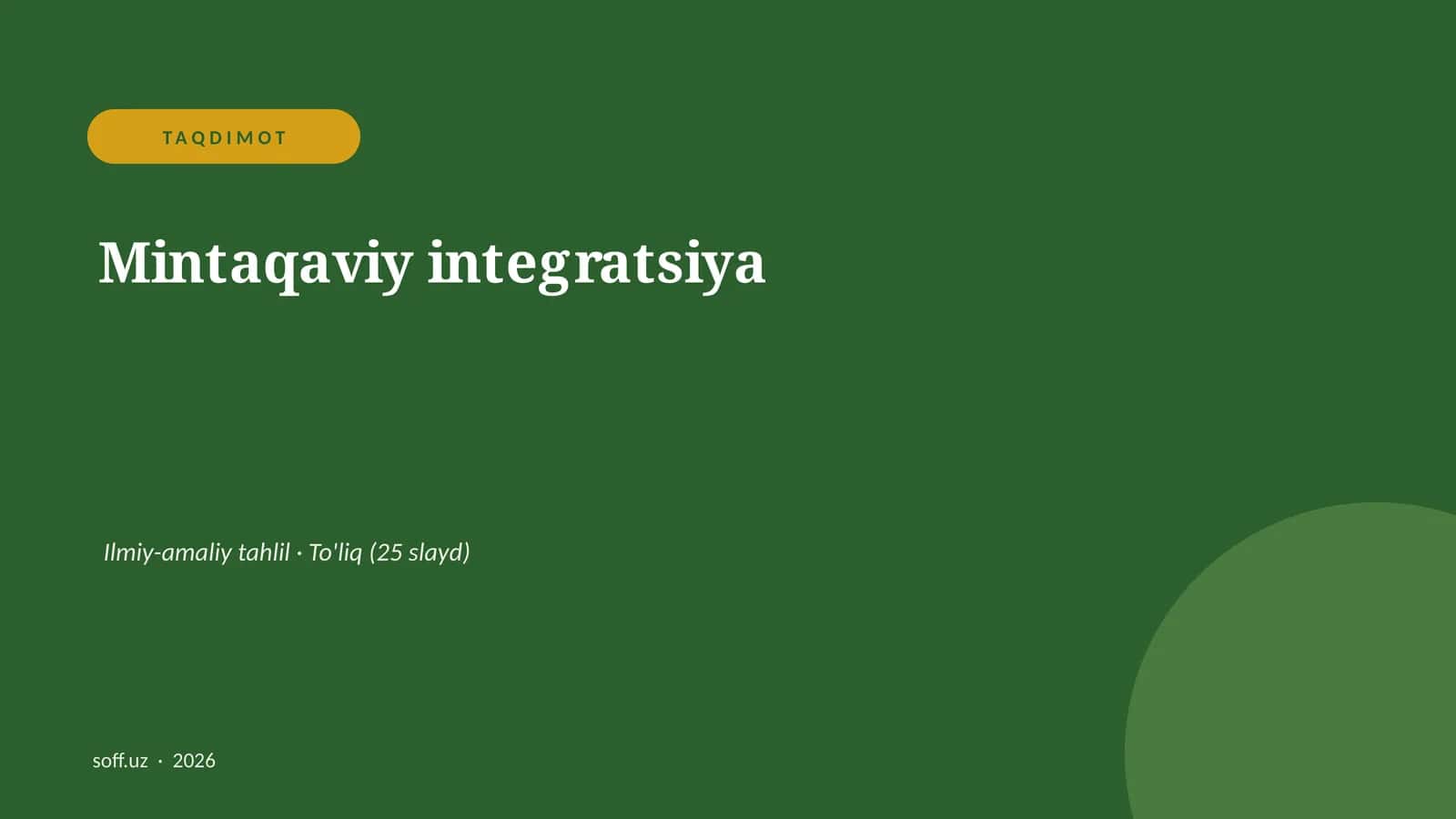Mintaqaviy integratsiya Ilmiy-amaliy tahlil